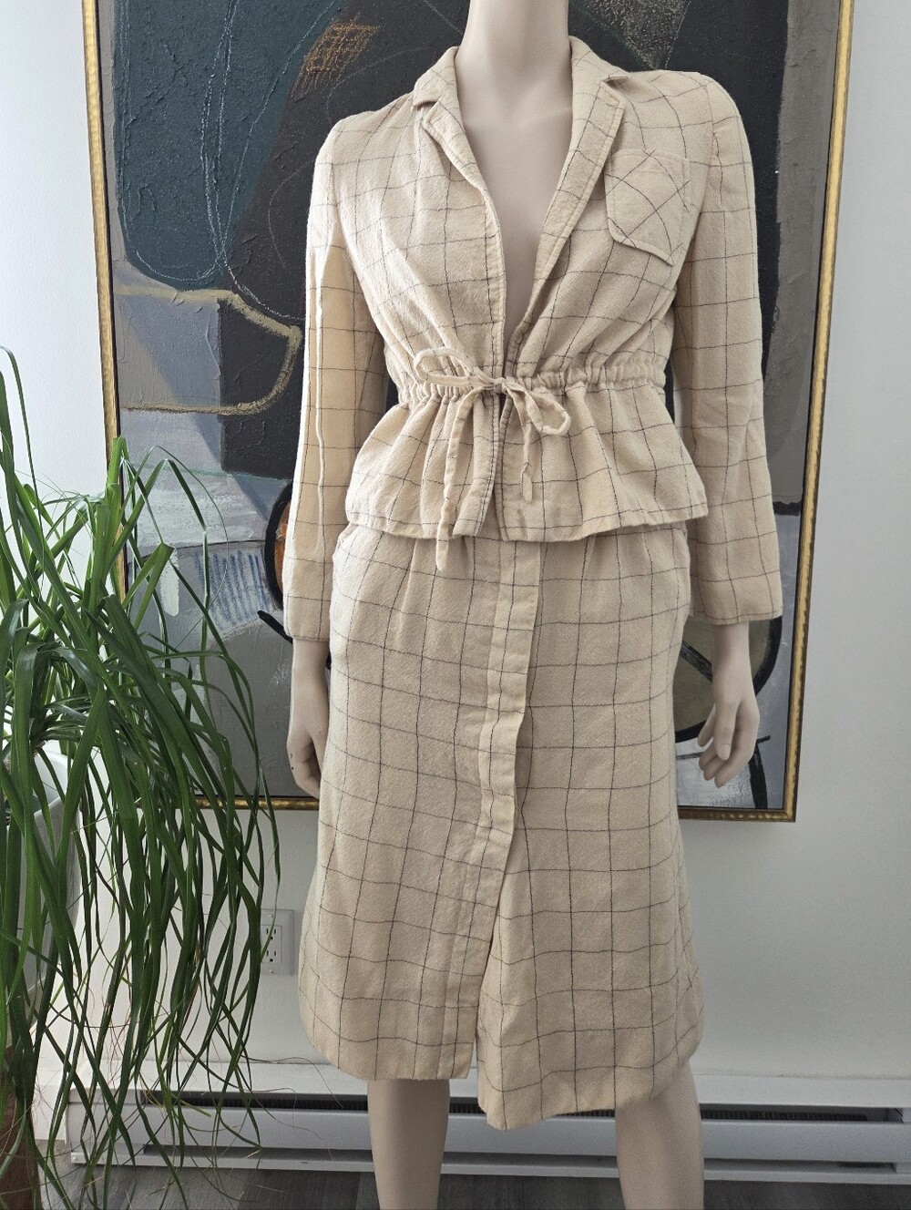 Vintage | Jacques Esterel Paris Windowpane Skirt Suit - Picture 4 of 13